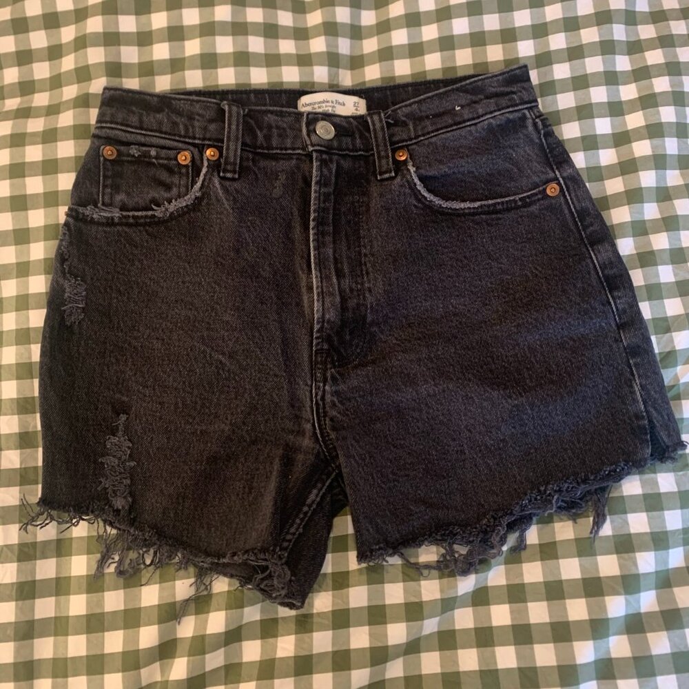 Dark Denim Shorts - A&F - The 90s Straight Ultra High Rise